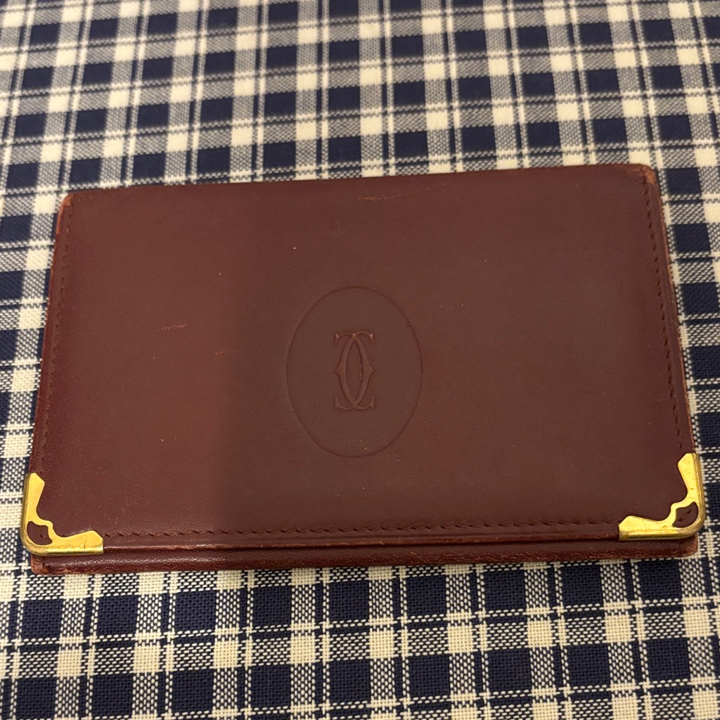 Cartier Brown Leather Card Holder With Gold Details